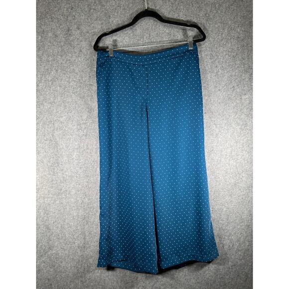 J Jill Pants Women Medium Blue Polka Dot Wearever Collection Easy Care Relax Fit - Picture 1 of 8